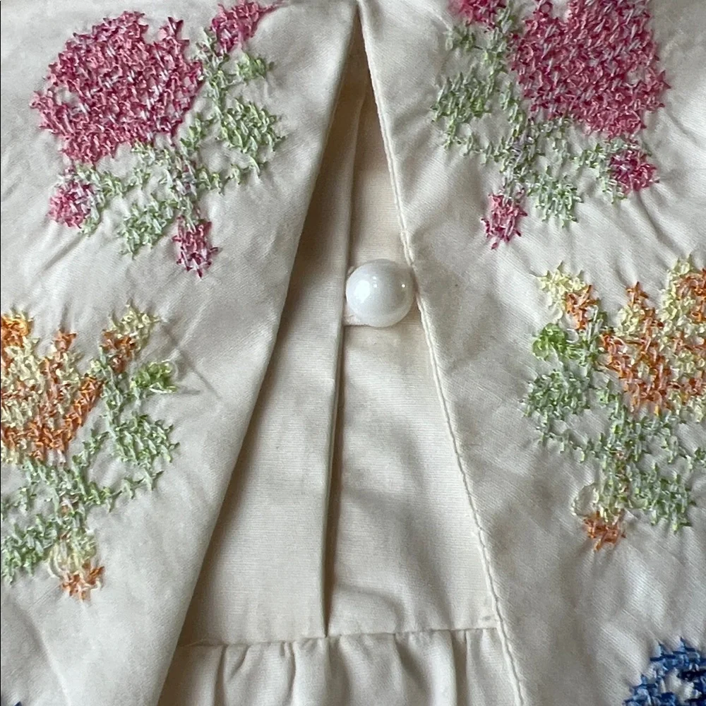 Vintage Benetton 100%COTTON Cross Stitch SPREAD COLLAR DRESS Girl L